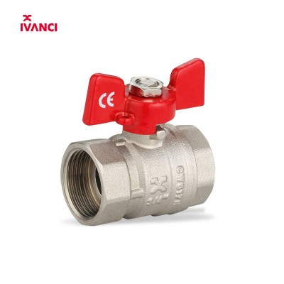 IVANCI IVC.100217 CW617N Brass Female thread Nickel-Pleated Ball Valve With Superior Aluminum Butterfly Handle