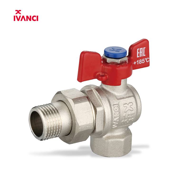 Ivanci Ivc.100228 Cw617n Brass 1/2 Male X Female Thread Ball Valve With Union Angled Butterfly Handle