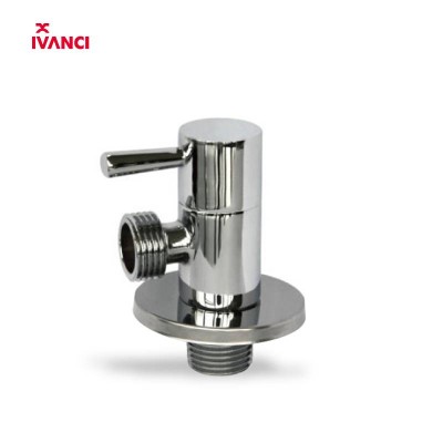 Ivanci Machine Polished Brass Body Plastic Stem Angle Valve With Zinc Handle