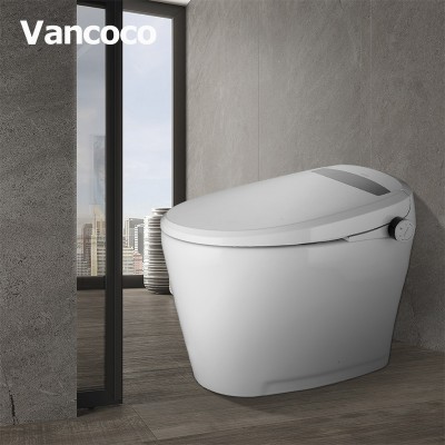 Vancoco Plastic Intelligent Seat Temperature Regulation White Ceramic Attached Bidet Automatic Human Smart Toilet